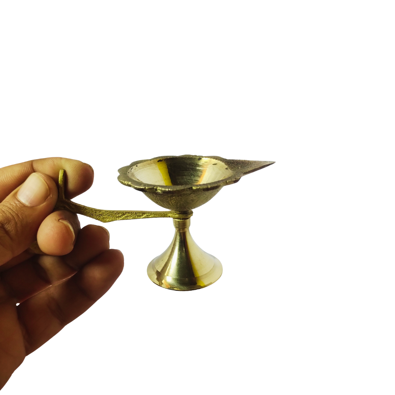 Pure Brass Traditional Arti Diya with Handle - Image 3