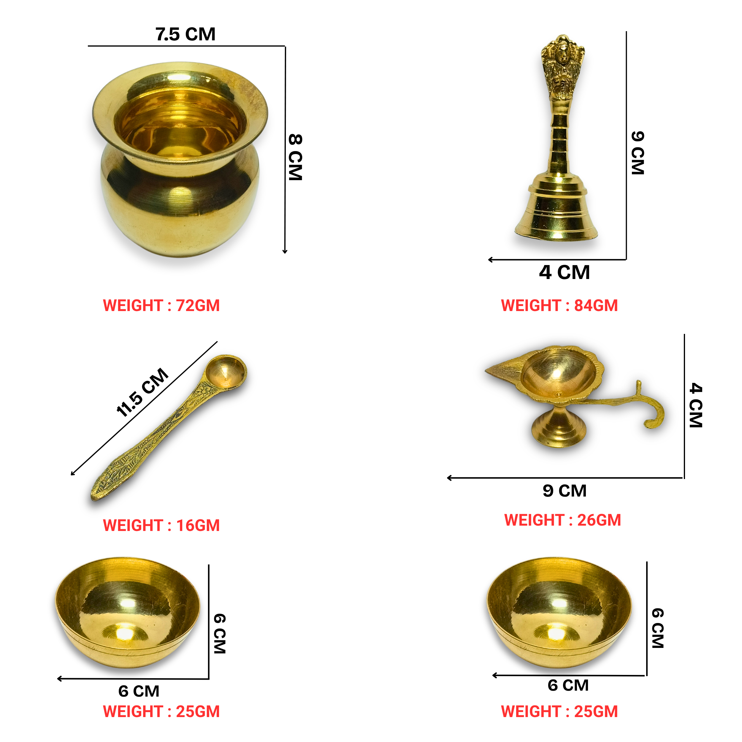 Brass Pooja Thali Set for Home Temple - Image 3