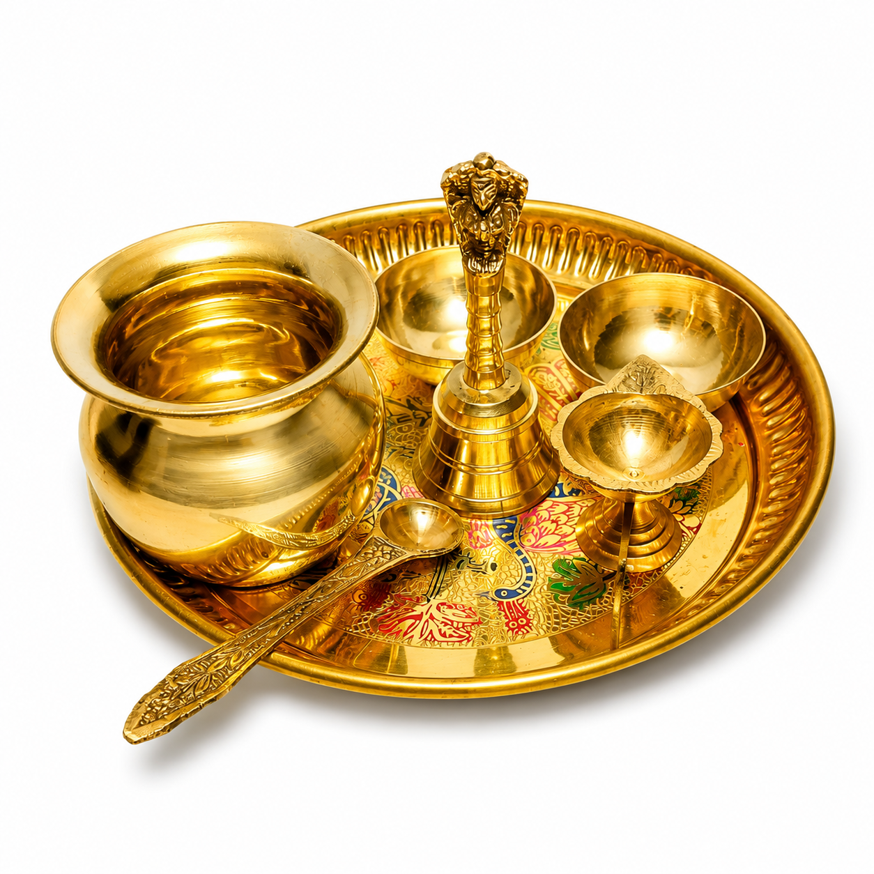 Brass Pooja Thali Set for Home Temple - Image 2
